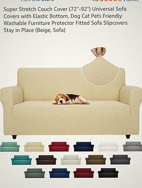 Stretch Loveseat Cover 3 Pieces Non-Slip Sofa Protector Slipcover, Light Beige