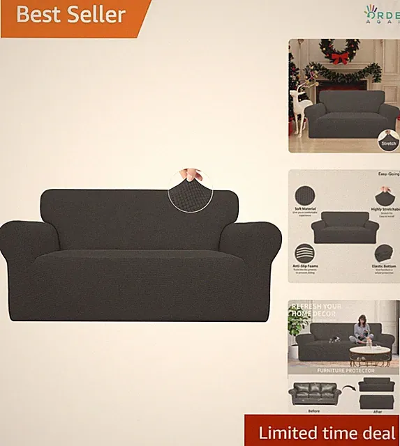 Stretch Loveseat Slipcover Polyester Spandex Checkered Furniture Protector Couch
