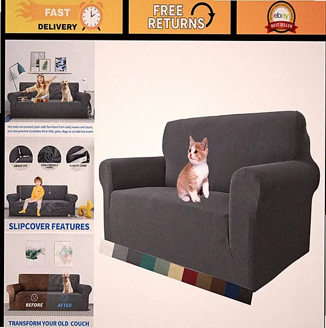 Stretch Loveseat Sofa Slipcover - 1 Piece Non-Slip Couch Cover, Washable Pet Fri