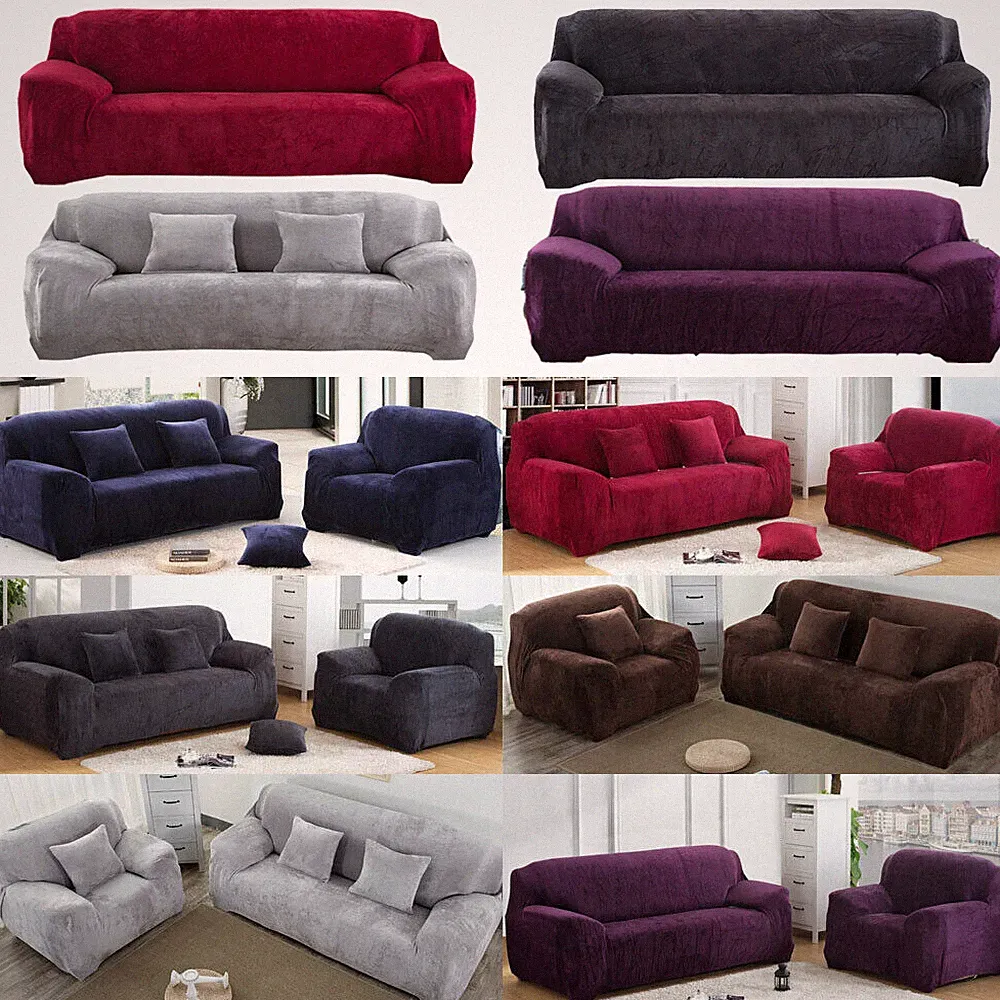 Stretch Plush Thick Sofa Covers 1 2 3 4 Seater Couch Chair Slipcover Protector