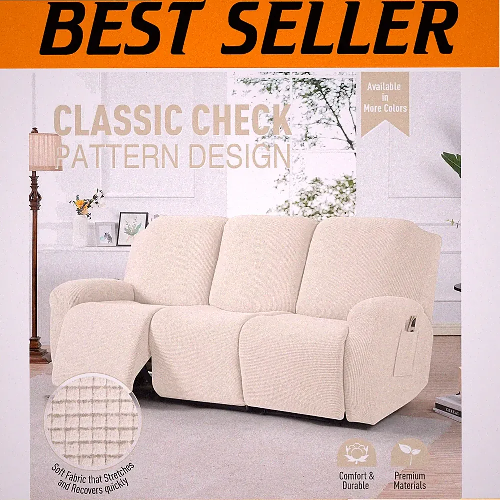 Stretch Recliner Sofa Cover Set - Beige