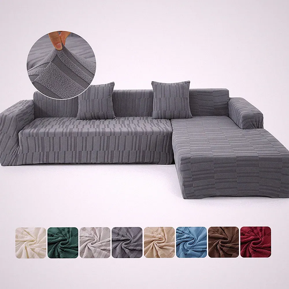 Stretch Sectional Couch Cover L-Shape Sofa Slipcover Protector for 3+3 Seat Sofa