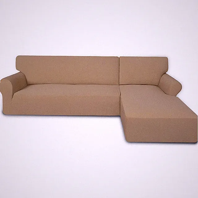Stretch Sectional Couch Covers - 2pc Spandex Non-Slip for L Shape Sofa, Camel