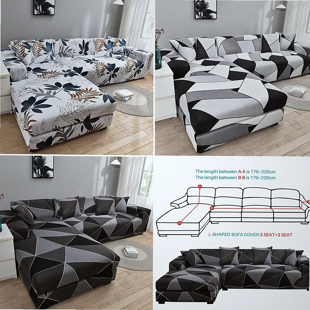 Stretch Sectional Couch Covers - 2pcs 3 Seater Sofa Covers for L Shape Sofa