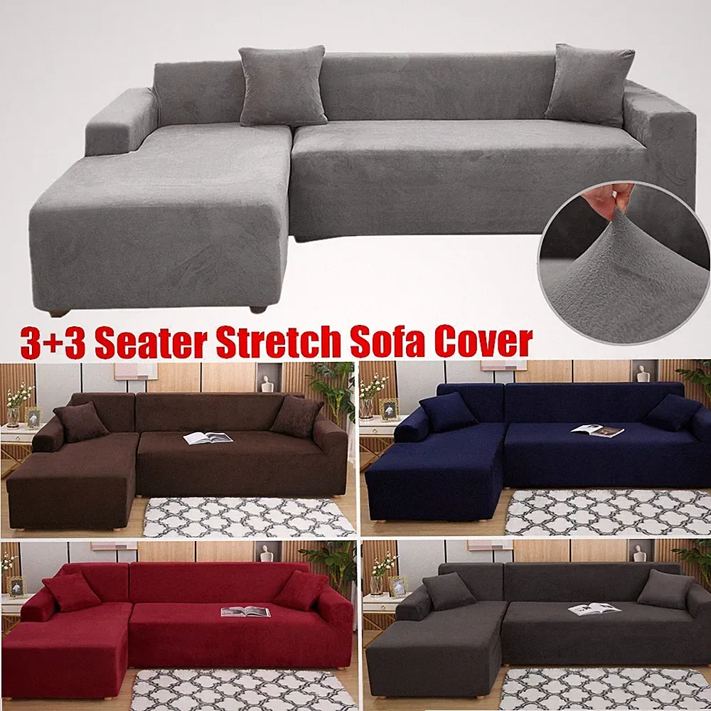 Stretch Sectional Couch Covers 2pcs 3 Seater Sofa Covers for L Shape Sofa Couch