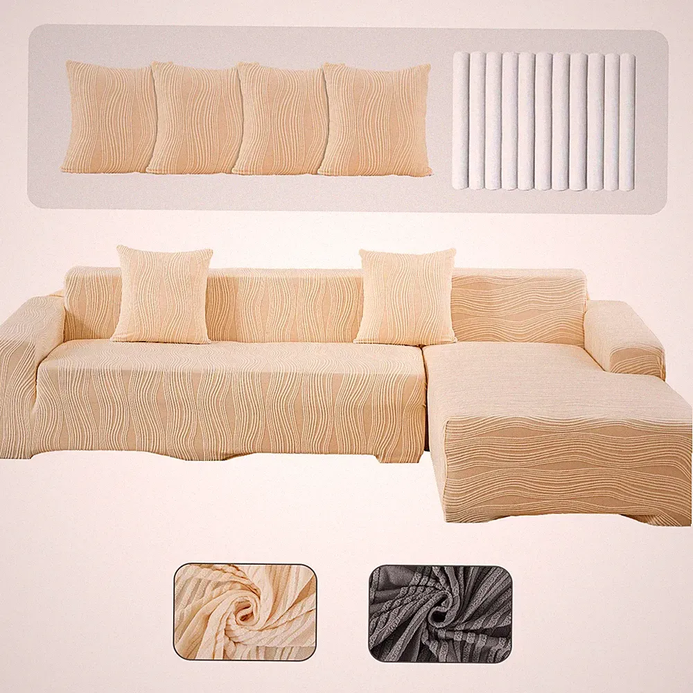 Stretch Sectional Couch Covers 2pcs Jacquard Sofa Covers for L Shape Corner Sofa