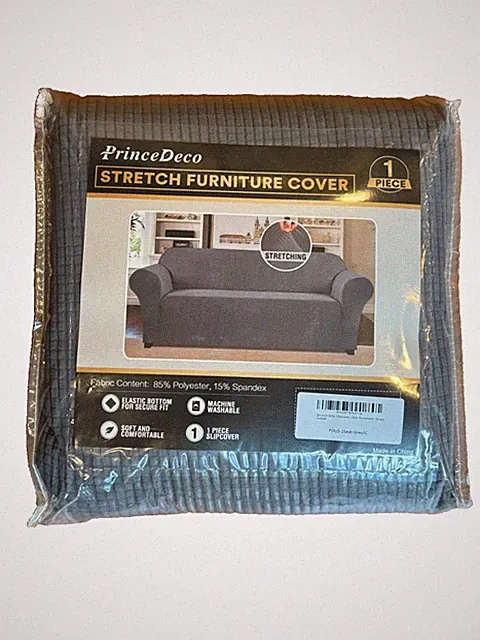Stretch Slip Cover Furniture Cover Loveseat Gray Poly Spandex PrinceDeco NEW