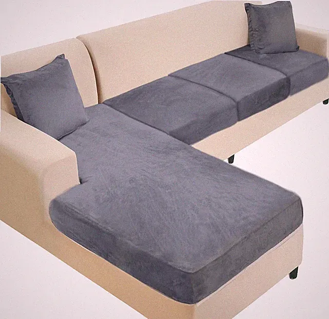 Stretch Slipcovers for L Shape Sectional 3 Seater + Chaise Dark