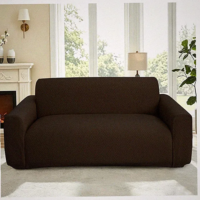 Stretch Sofa Couch Cover 3 Cushion Slipcover Pet Friendly Washable Coffee 74-90"