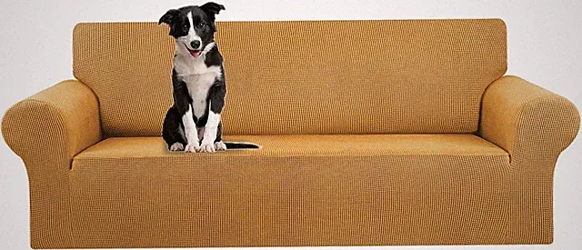 Stretch Sofa Cover for 3 Cushion Couch Pet Friendly Furniture Protector Black