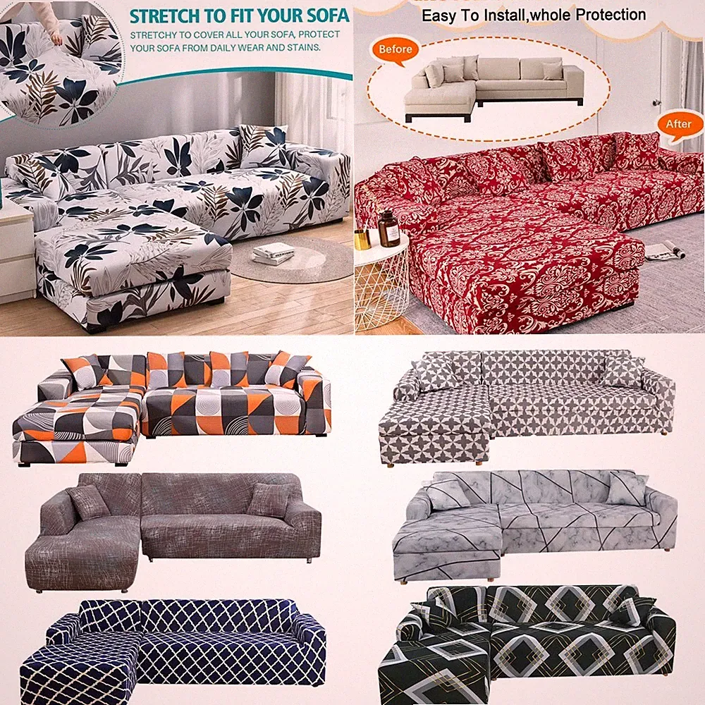 Stretch Sofa Covers Slipcover for L Shape Sectional Corner Sofa Couch Protector