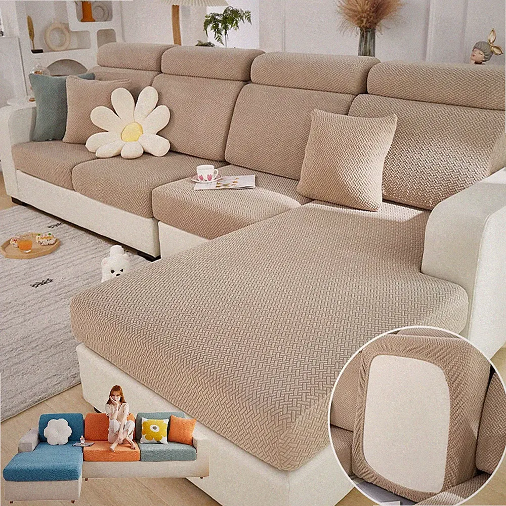 Stretch Sofa Cushion Covers Washable Slipcover for Sectional Couch Coffee