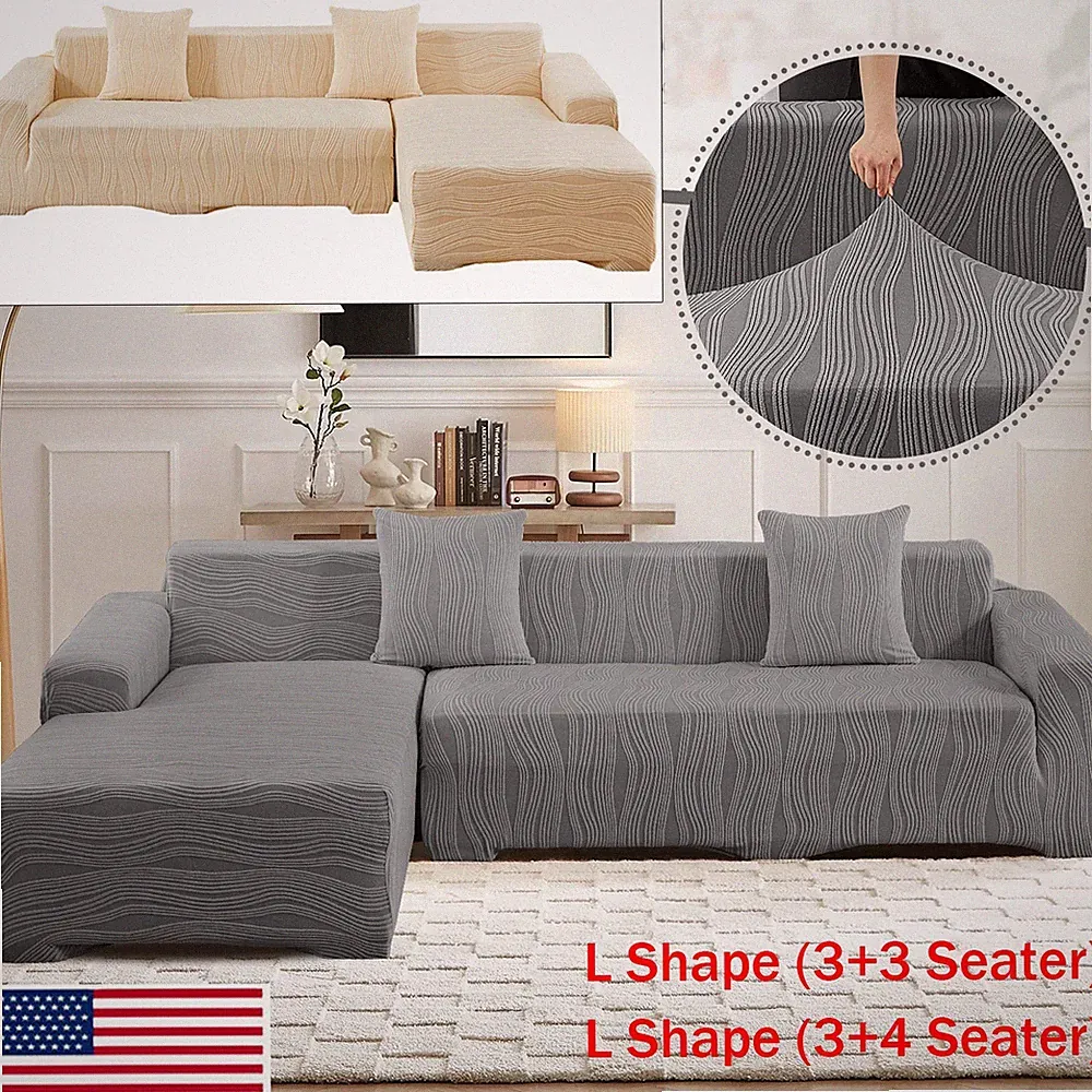 Stretch Sofa Slip Covers Protector for L Shape Detachable Sectional Corner Couch