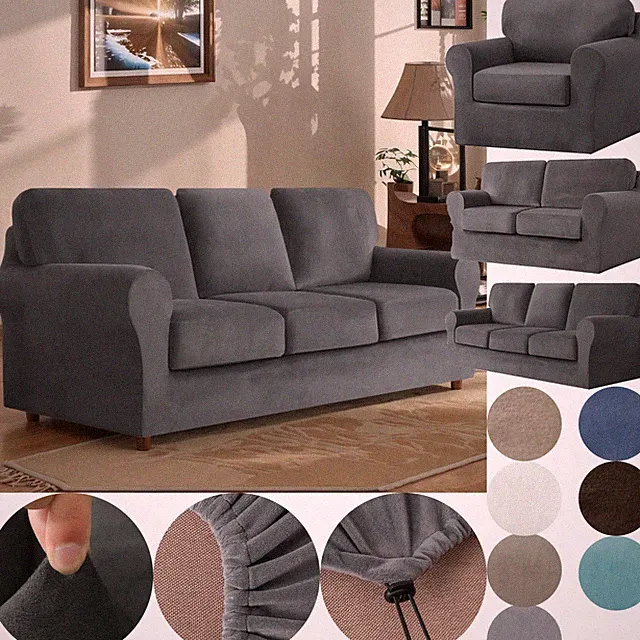 Stretch Sofa Slipcovers for 1/2/3-Seat with Seperate Backrest and Cushion Covers