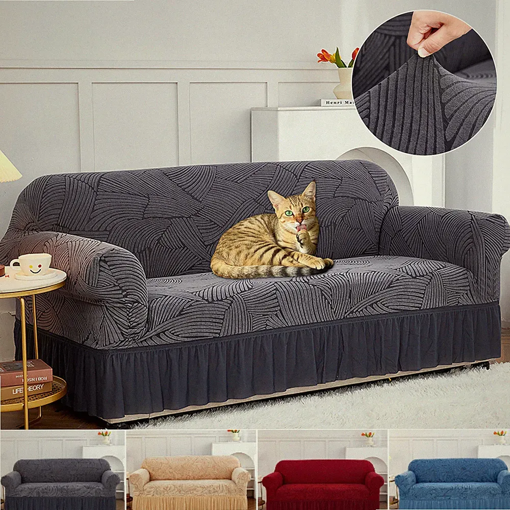 Stretch Striped Jacquard Sofa Cover Waterproof Anti-Slip Couch Protector for Pet