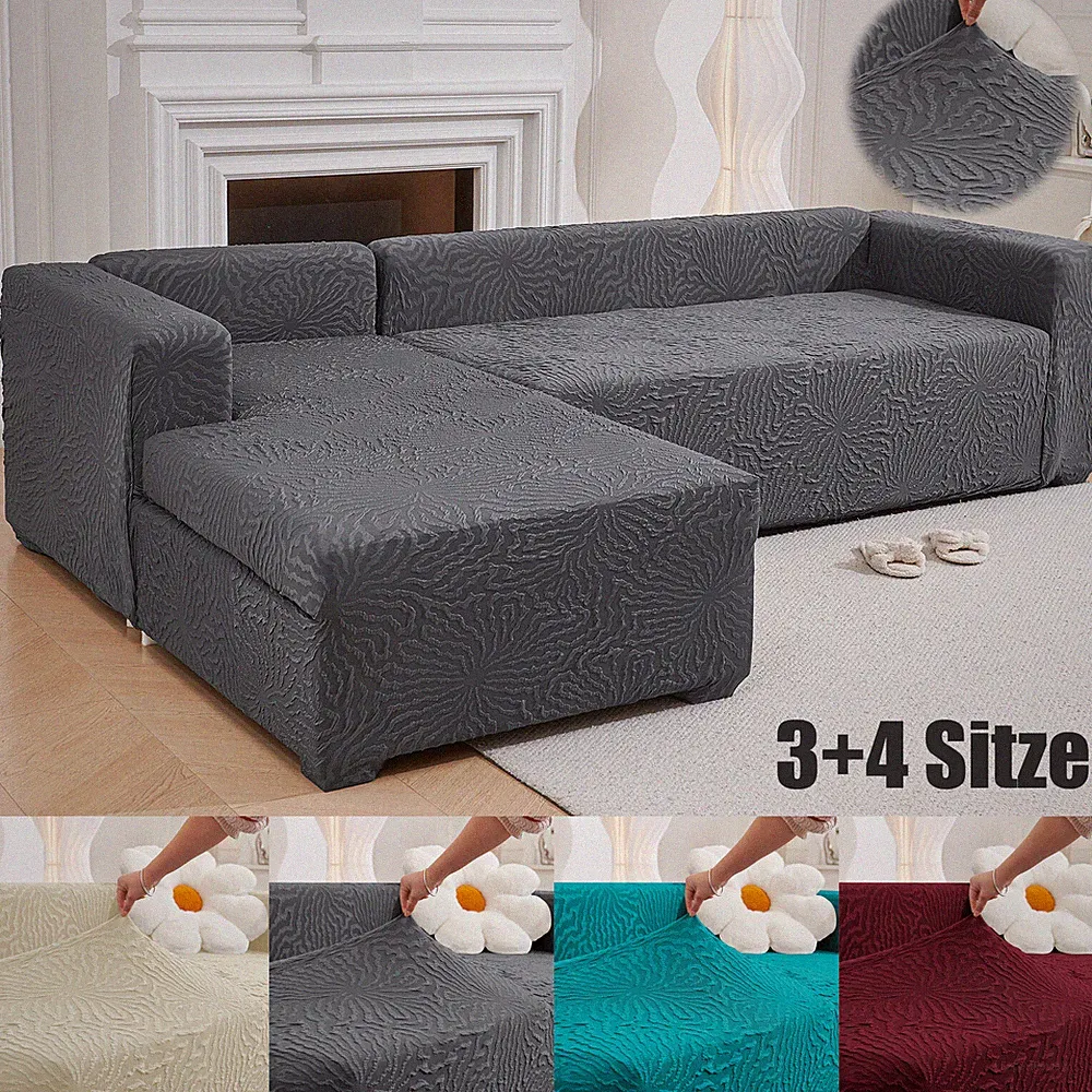 Stretch Thick Sectional Couch Covers L Shape Sofa Covers for 3 Seater + 4 Seater