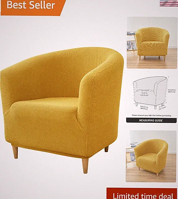 Stretch Tub Chair Cover Slipcover Armchair Furniture Protector Yellow 1-Piece
