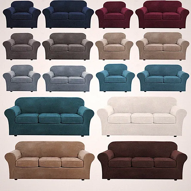 Stretch Velvet Sofa Cover Chair Couch Loveseat Slipcover Protector+Cushion Cover