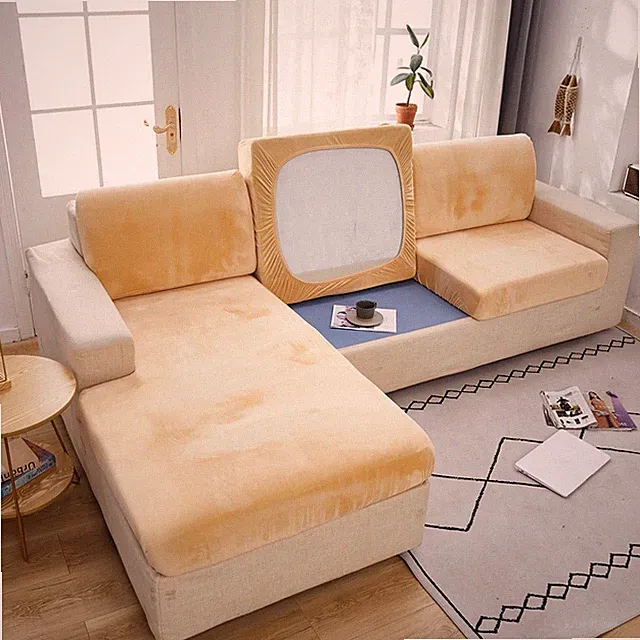 Stretch Velvet Sofa Covers Cushion Couch Settee Seat Slipcover Sectional Covers