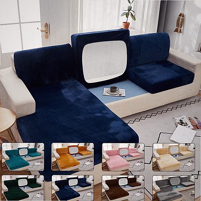 Stretch Velvet Sofa Covers Cushion Couch Settee Seat Slipcover Sectional Covers