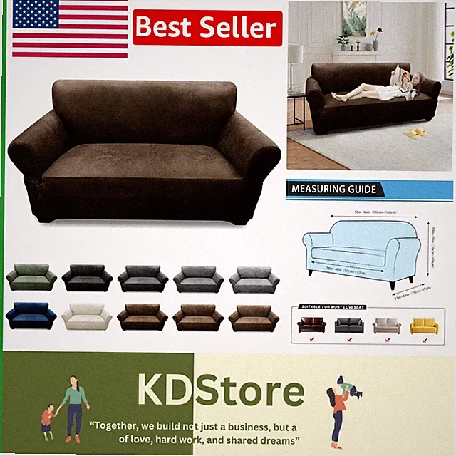 Stretchable Leather Look Loveseat Slipcover in Coffee - Easy Care Sofa Cover
