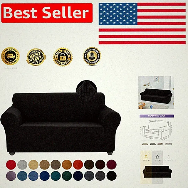 Stretchable Loveseat Cover - Elegant Black Protector for Home Furniture