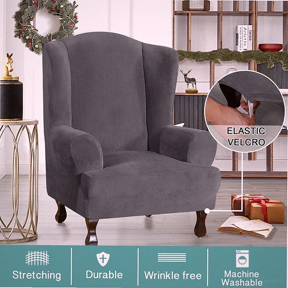 Stretchable Wingback Chair Cover - Machine Washable