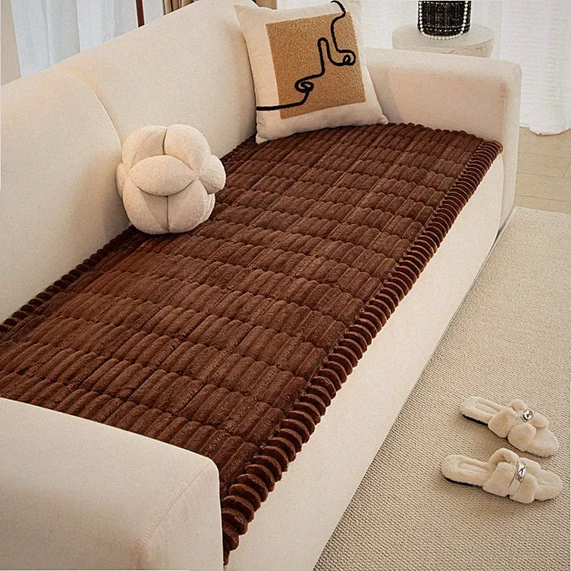 Striped Couch Cover Super Soft Corduroy Sectional Sofa Cover Washable