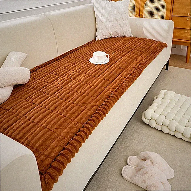 Striped Couch Cover Super Soft Corduroy Sectional Sofa Cover Washable Non Sli...