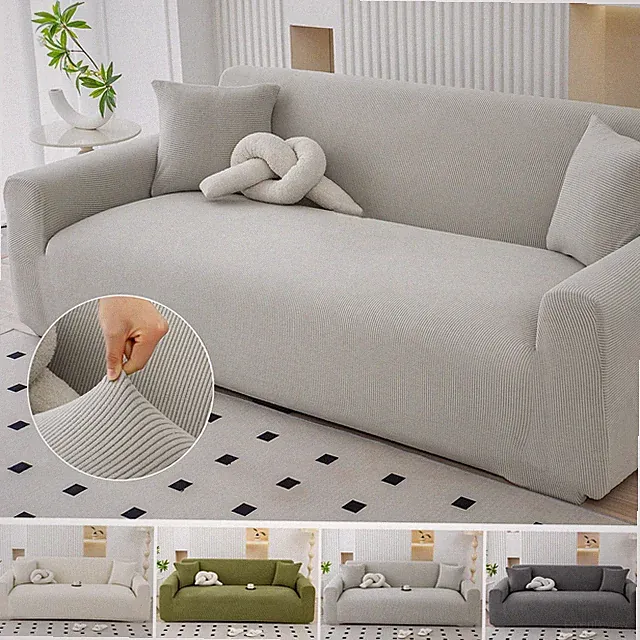 Striped Sofa Couch Cover Full-Coverage Stretch Slipcover Chair Loveseat 3 Seater
