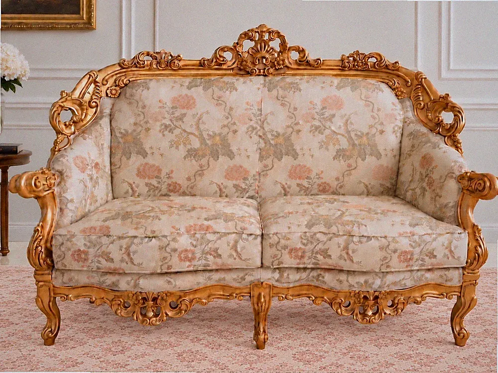 Stunning Italian 6-Piece Living Room Furniture Set: Sofas, Loveseat, & Tables