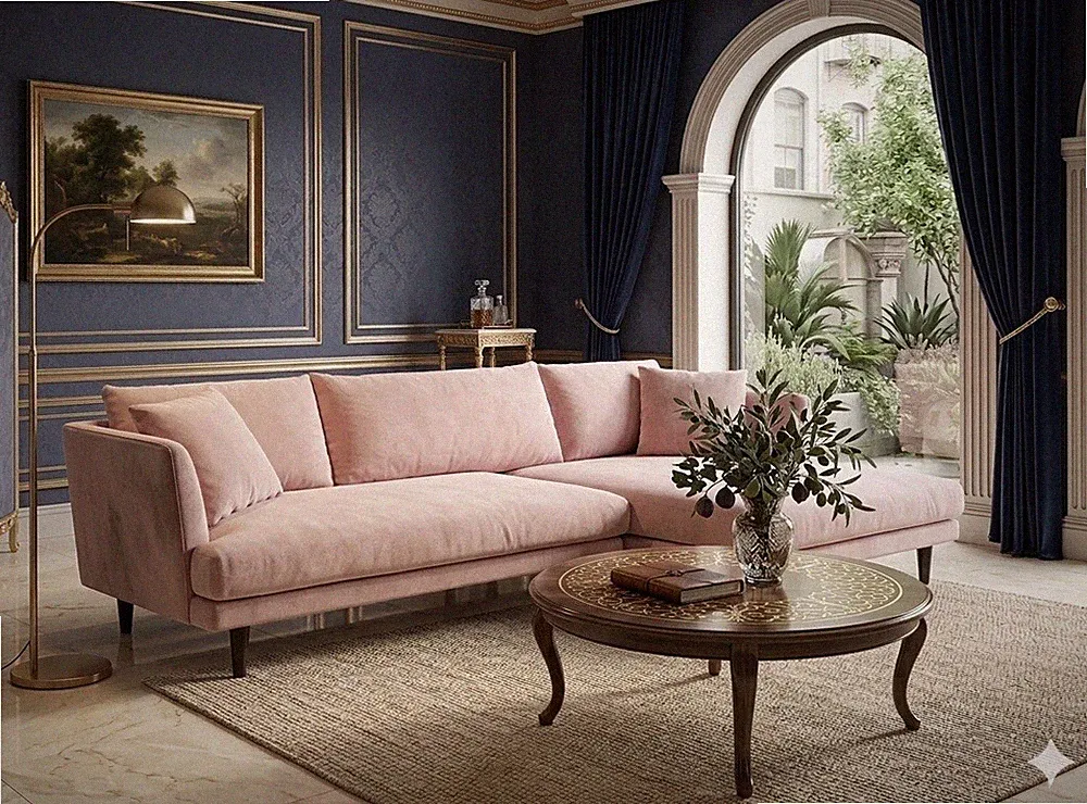 STUNNING Joybird Lewis Sectional – Royale Blush Velvet ✨