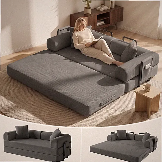 Sturdy Structure Boneless Sofa Couch Bed Convertible Skin-Friendly No Assembly