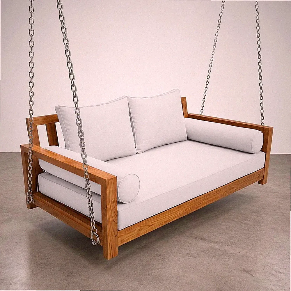 Style-1 Twin Teak Wood Outdoor Day Bed Swing or Floor Stand Sofa Lounge