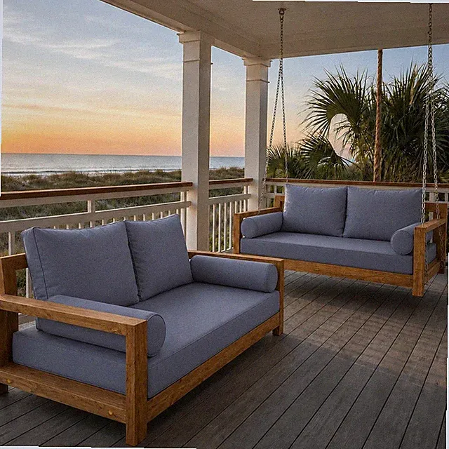 Style1 Complete Set Twin Size Wood Patio Daybed + Cushion Inserts + Covers AD001