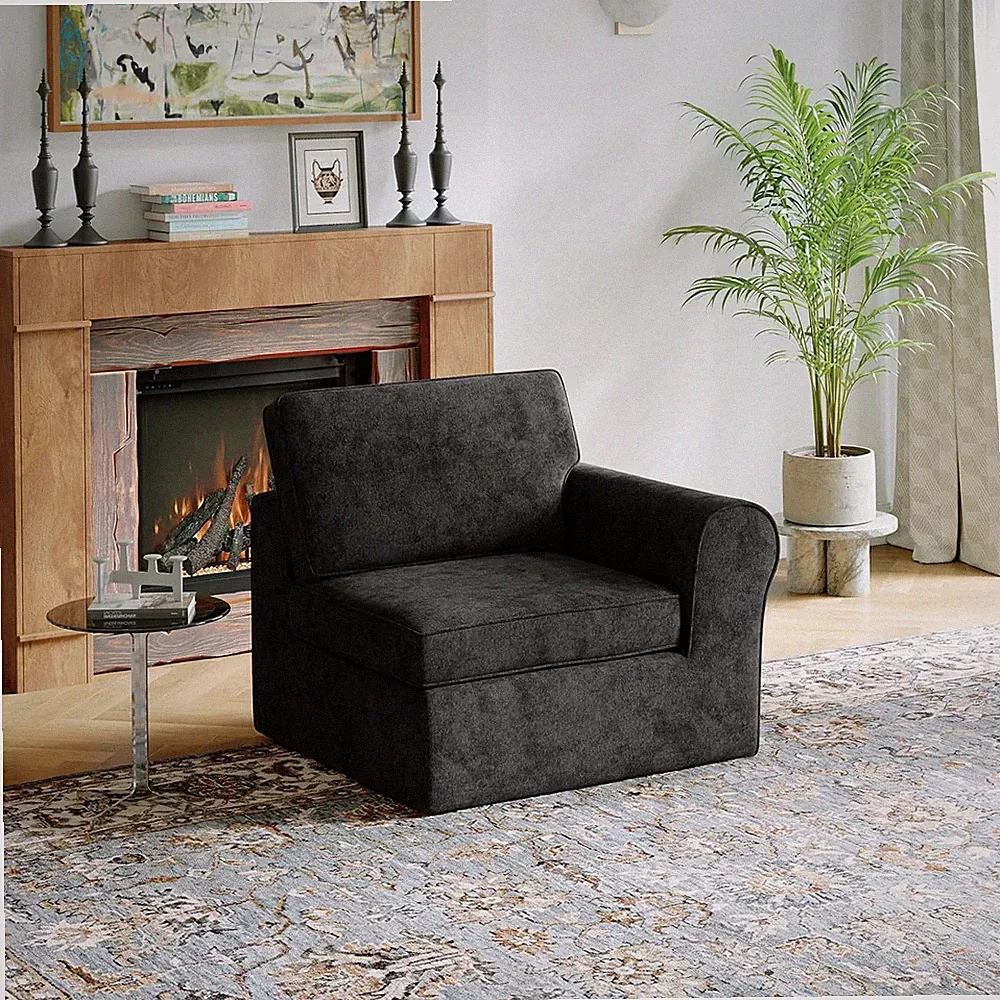 Stylish 108" Modular Sectional Sofa with Removable Chenille Cover - Dark Grey