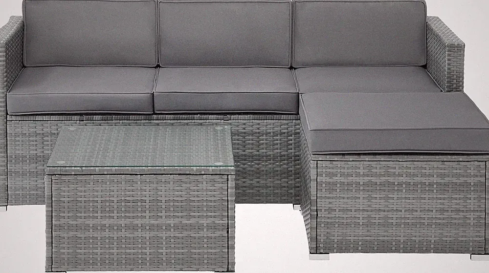 Stylish 3-Piece Gray Rattan Patio Furniture Set for Outdoor Relaxation