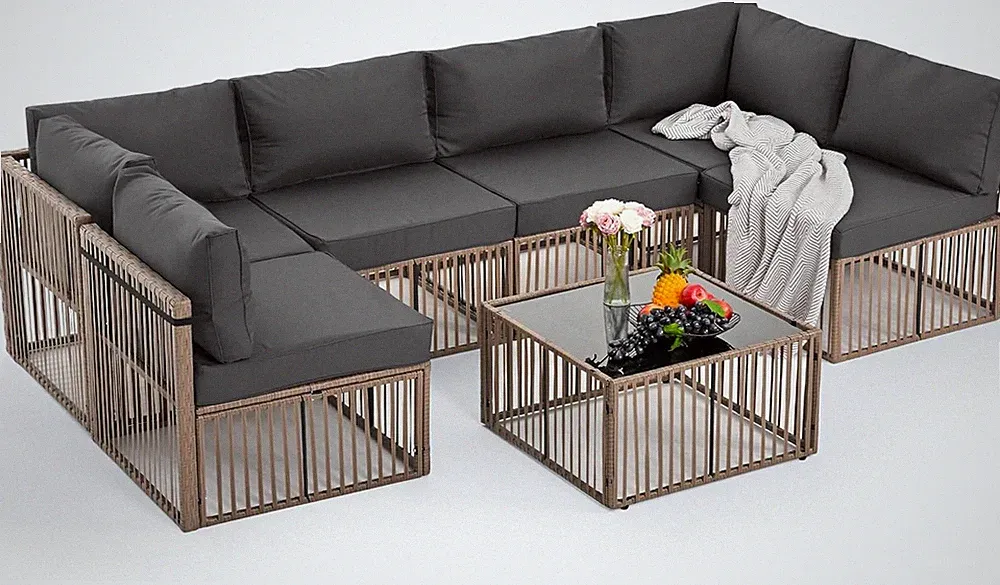 Stylish 7-Piece Outdoor Sectional Sofa Set with Washable Cushions