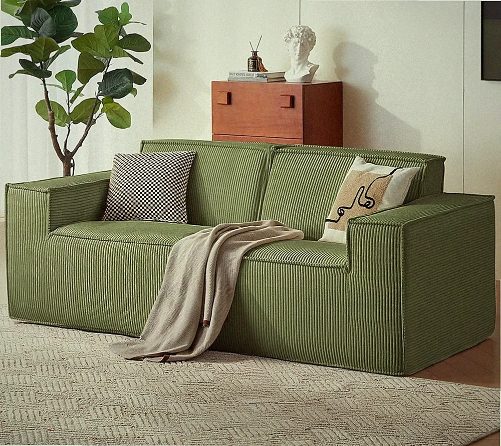 Stylish 76" Green Modular Loveseat Sofa Couch - No Assembly Needed!