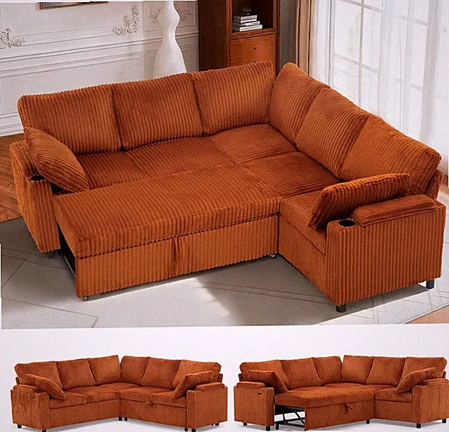 Stylish 85" Reversible Corduroy Sofa Bed with USB Port for Modern Living
