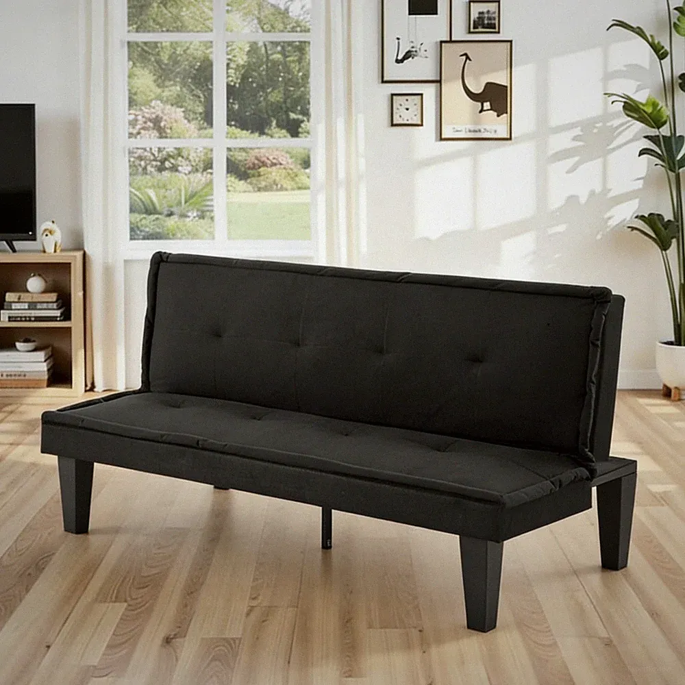 Stylish Black 62.99" Adjustable Futon Sofa Bed for Office & Guest Rooms