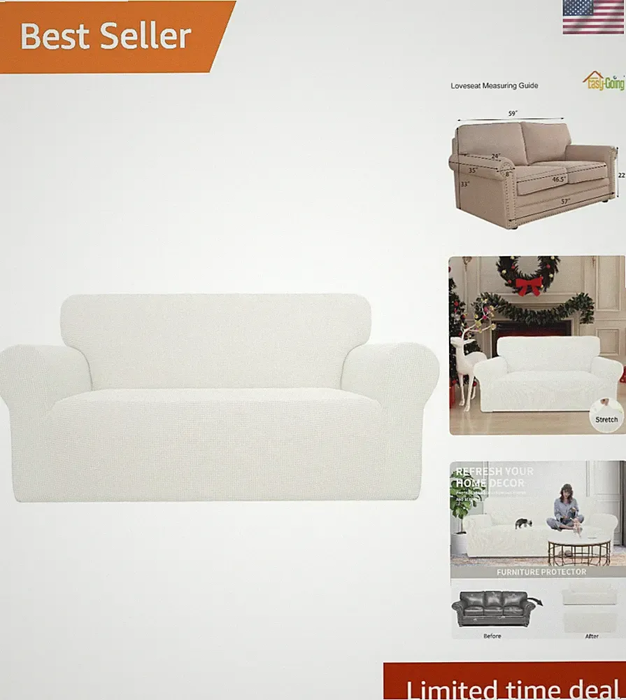 Stylish Checkered Loveseat Cover - Soft Polyester Spandex Furniture Protector