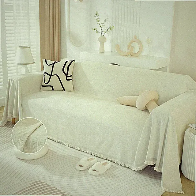 Stylish Chenille Sofa Cover for Pets, Modern Minimalist Loveseat Protector 71"x1