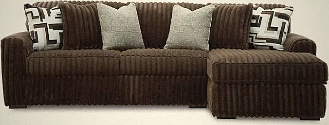 Stylish Dark Brown 2-Piece Sectional Sofa with Chaise & Reversible Cushions