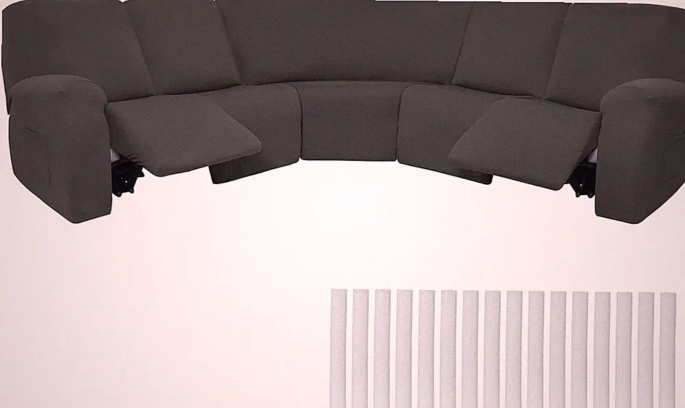 Stylish Dark Gray Milk Silk Sofa Covers Set - Perfect for 5-Seater Sectionals