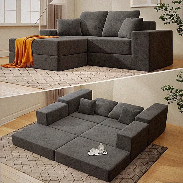 Stylish Dark Grey Modular Sofa with Reversible Chaise and Deep Comfort