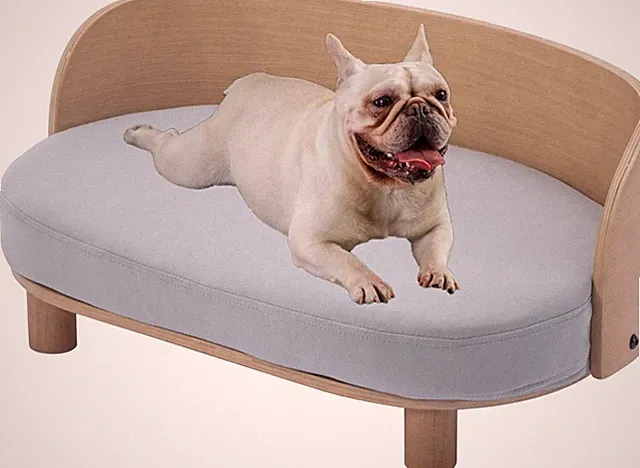 Stylish Dog Sofa with Removable Cushion - Small Light Grey Pet Couch