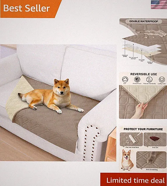 Stylish Geometric Pets Couch Cover - Reversible, Waterproof & Easy to Clean
