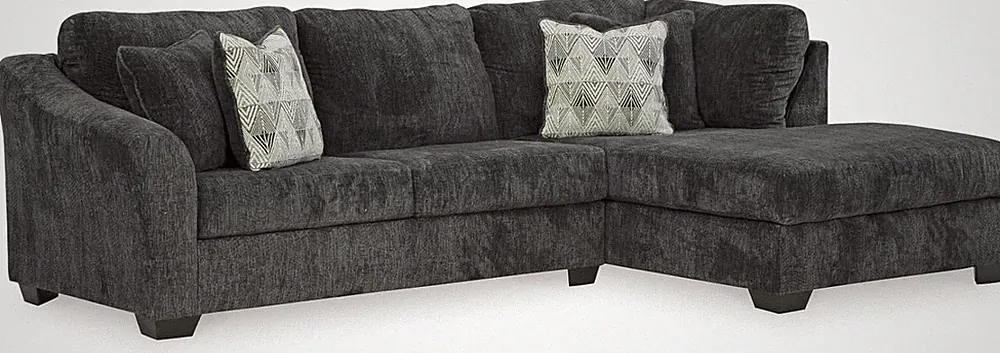 Stylish Gray 2-Piece Sectional with Chaise & Removable Cushions