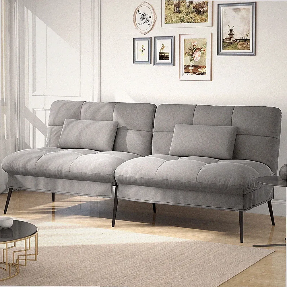 Stylish Gray COMHOMA Cloud Comfort Convertible Futon Sofa Bed for Modern Living
